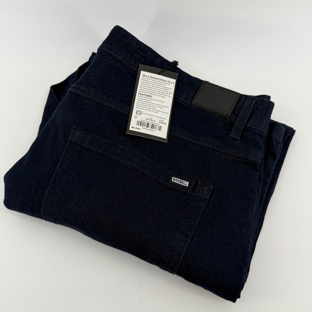Barbell Apparel Relaxed Athletic Fit 2.0 Jeans Dark Rinse 40x30 Athletic Denim